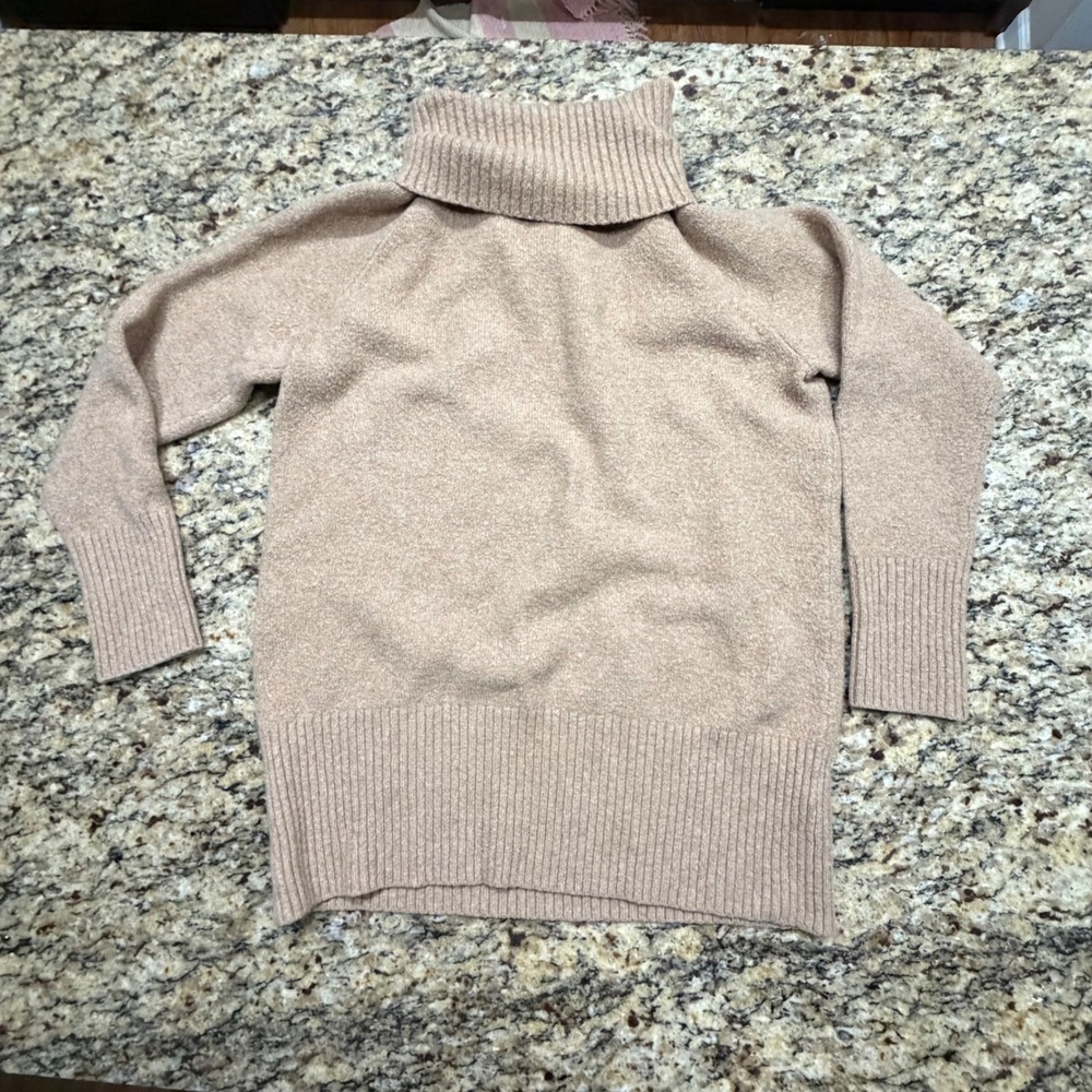 Goodthreads Womens Turtleneck Sweater Tan Wool Blend Knit Pullover Size M